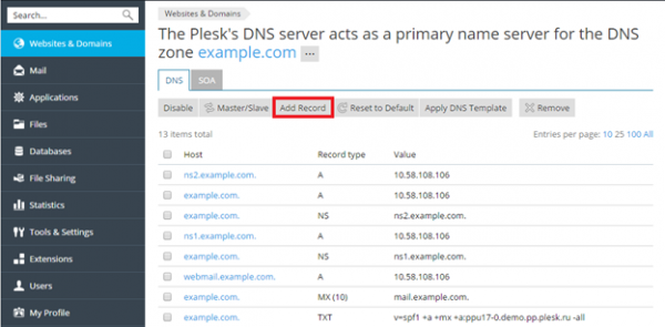 Adding DNS record – QualiSpace Knowledge Base