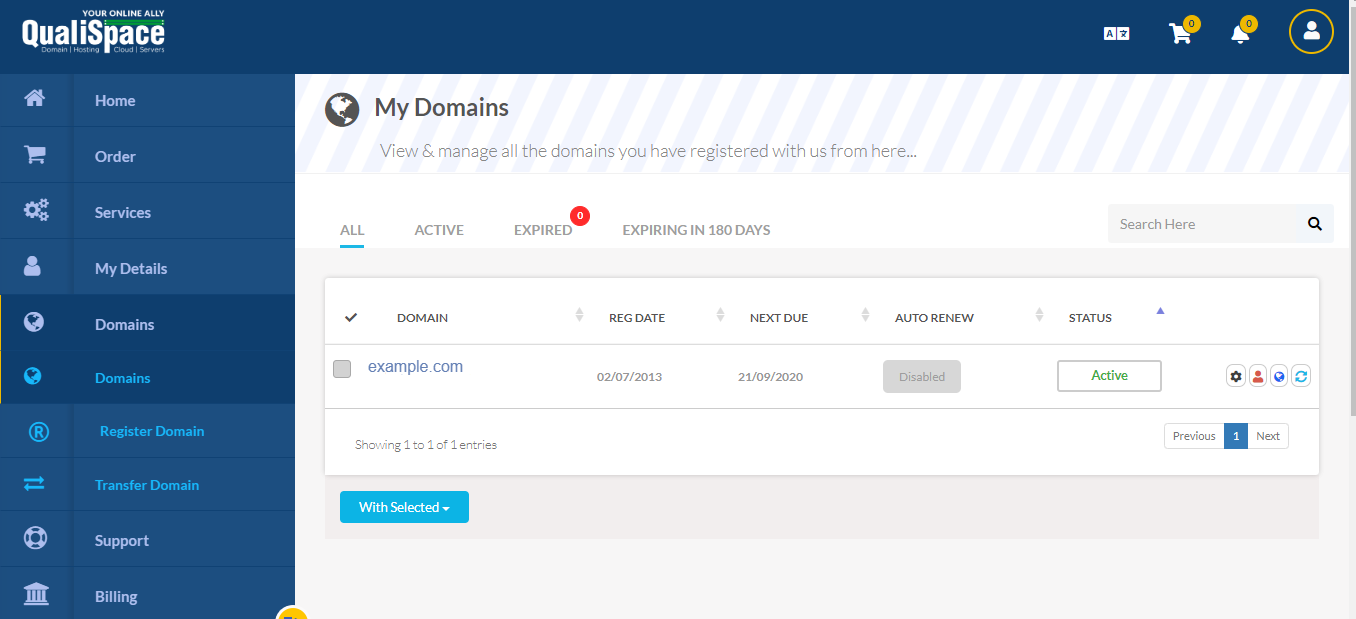 Steps to obtain domain EPP code QualiSpace Knowledge Base